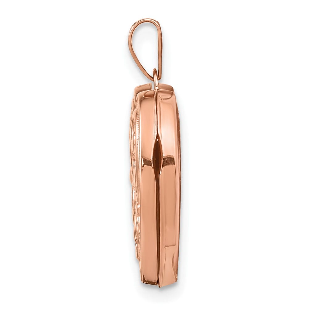 Lovely Rita's Pendants & Charms 14K Rose Gold Scrolled Reverses to LOVE YOU ALWAYS 18mm Heart Locket