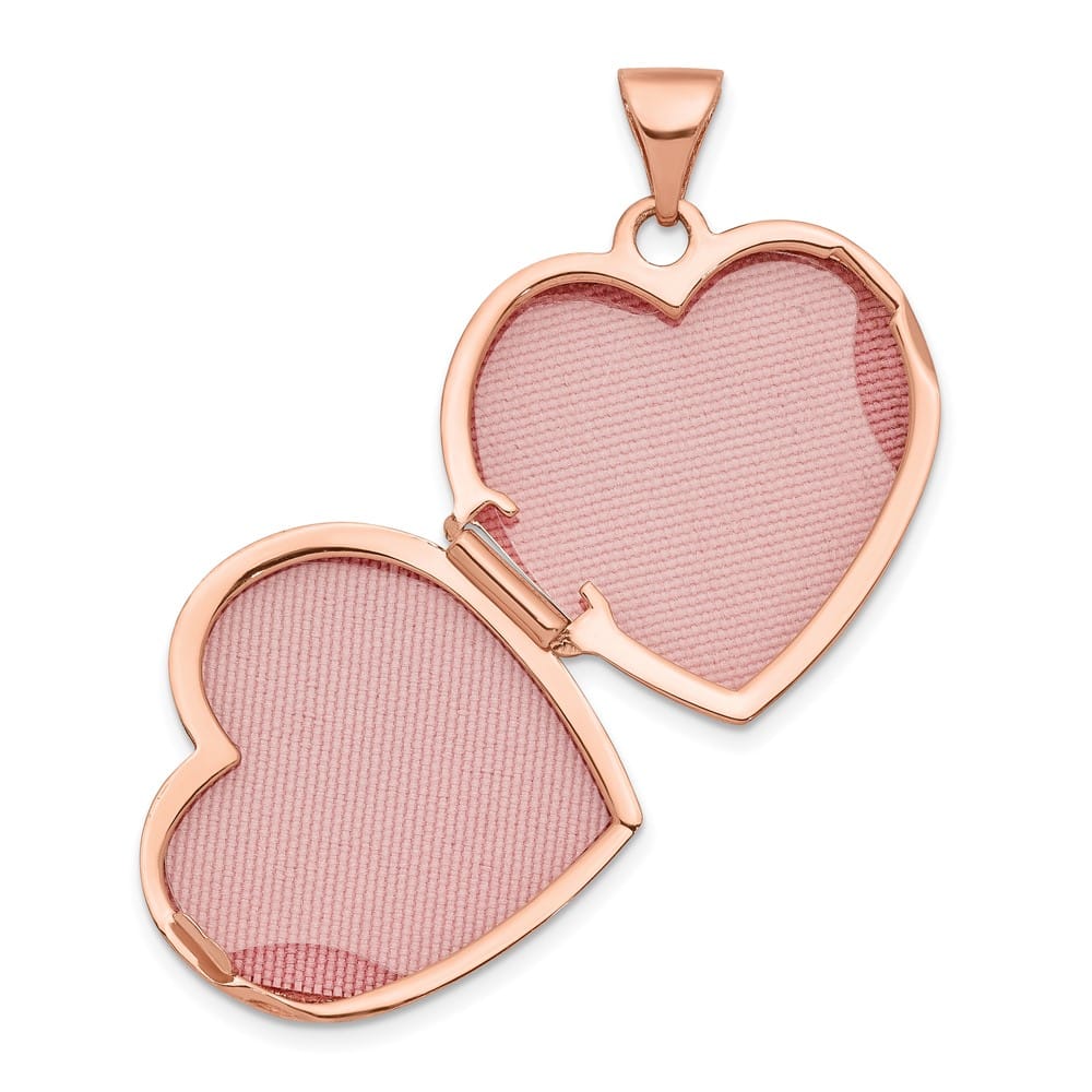Lovely Rita's Pendants & Charms 14K Rose Gold Scrolled Reverses to LOVE YOU ALWAYS 18mm Heart Locket