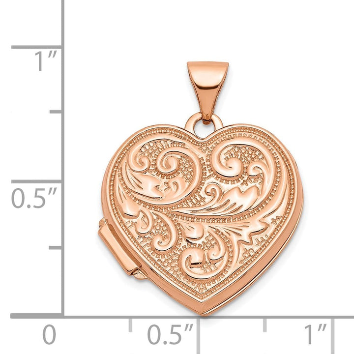 Lovely Rita's Pendants & Charms 14K Rose Gold Scrolled Reverses to LOVE YOU ALWAYS 18mm Heart Locket