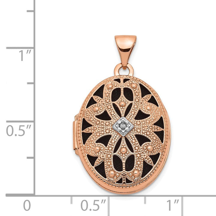 Lovely Rita's Pendants & Charms 14K Rose Gold Diamond Vintage Filigree 21mm Oval Locket