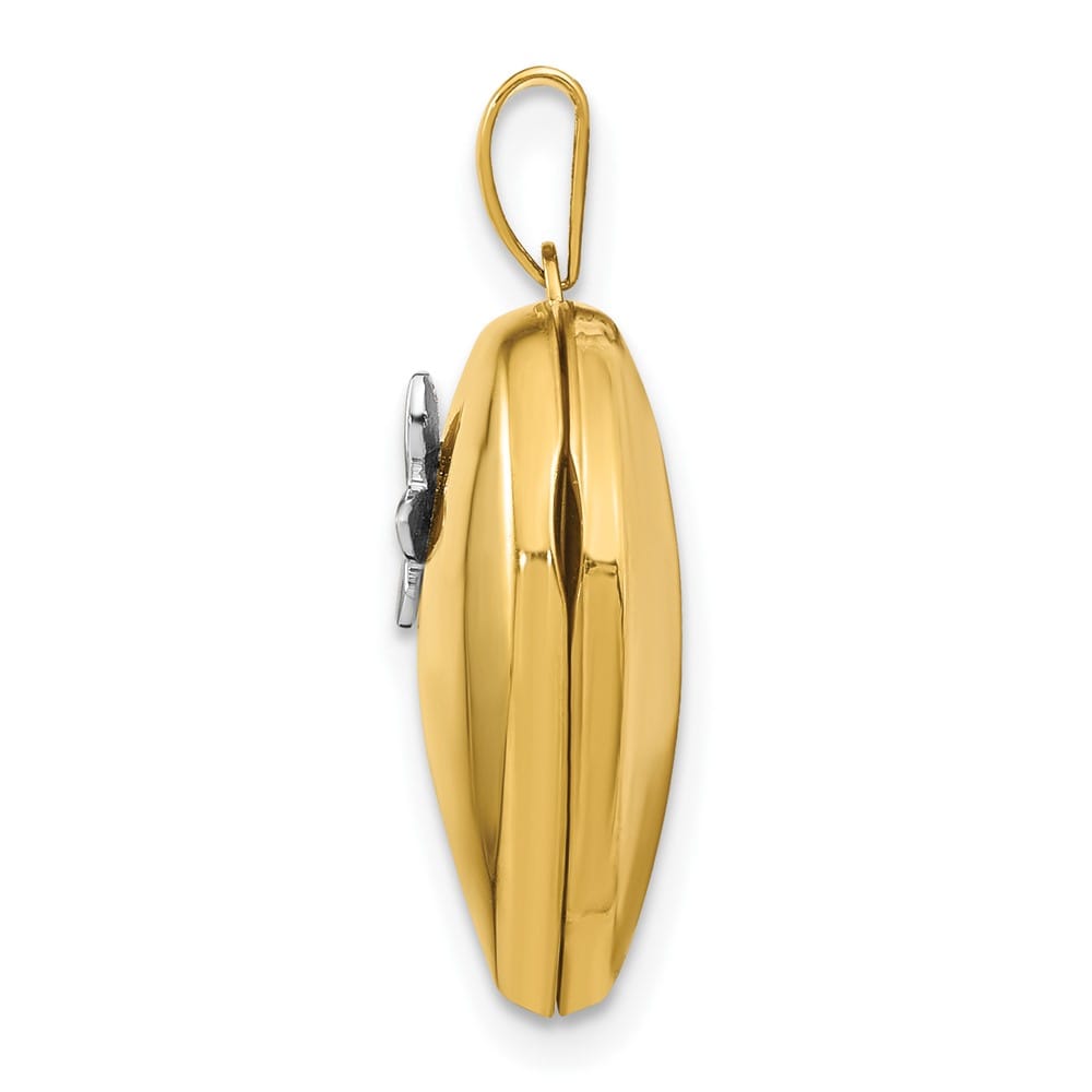 Lovely Rita's Pendants & Charms 14K Two-Tone Gold Two-Tone Polished Butterfly 18mm Heart Locket