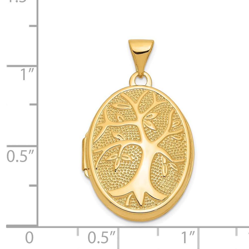 Lovely Rita's Pendants & Charms 14K Yellow Gold Tree 21x16mm Oval Locket