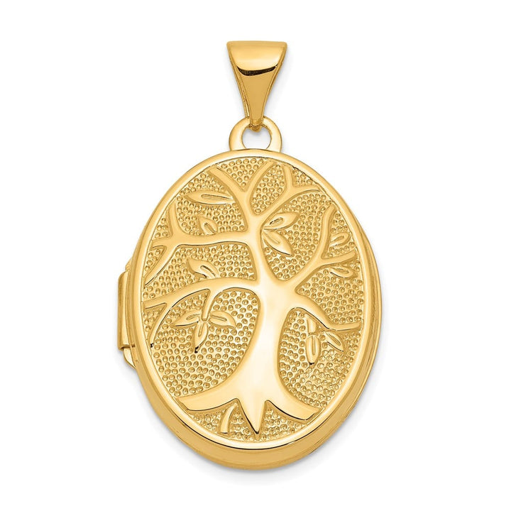 Lovely Rita's Pendants & Charms 14K Yellow Gold Tree 21x16mm Oval Locket