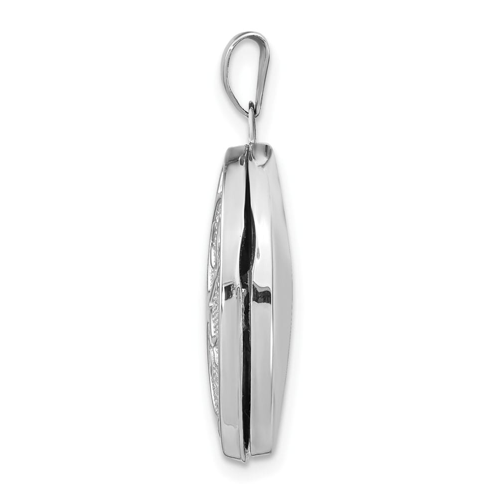 Lovely Rita's Pendants & Charms 14K White Gold Tree 21x16mm Oval Locket