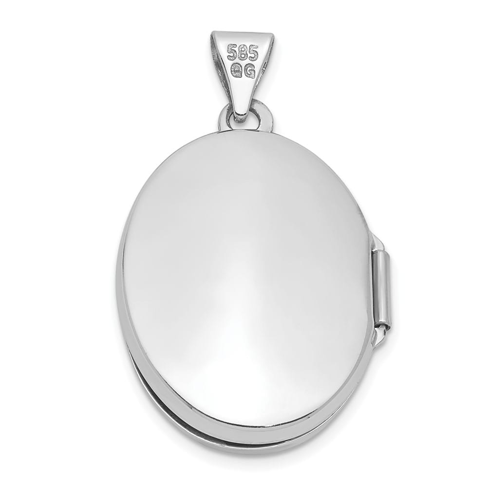 Lovely Rita's Pendants & Charms 14K White Gold Tree 21x16mm Oval Locket