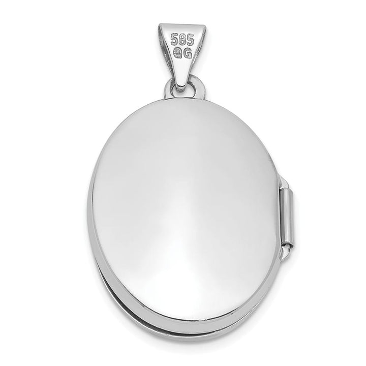 Lovely Rita's Pendants & Charms 14K White Gold Tree 21x16mm Oval Locket