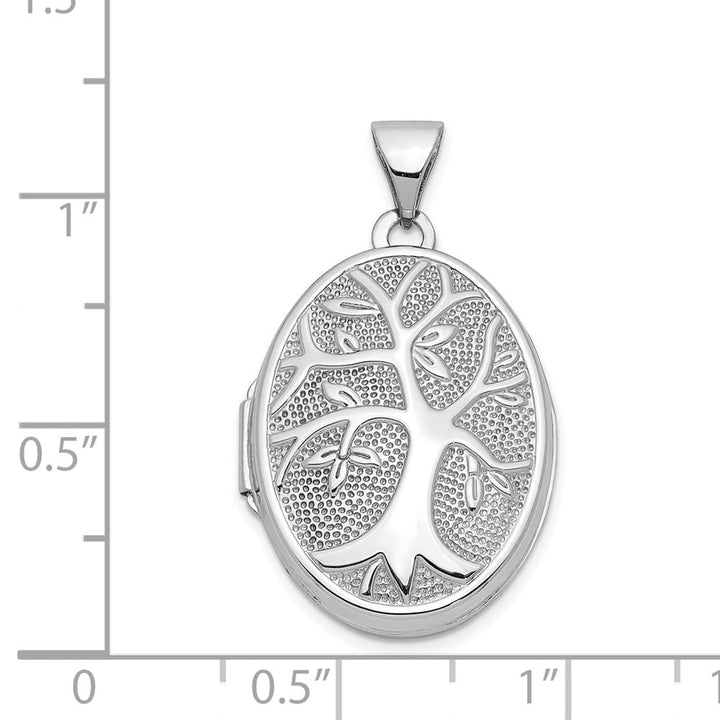 Lovely Rita's Pendants & Charms 14K White Gold Tree 21x16mm Oval Locket