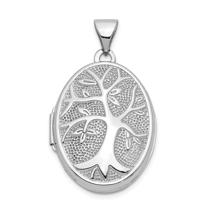 Lovely Rita's Pendants & Charms 14K White Gold Tree 21x16mm Oval Locket