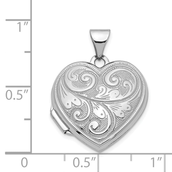 Lovely Rita's Pendants & Charms 14K White Gold Scroll Design Reversible 19mm Heart Locket