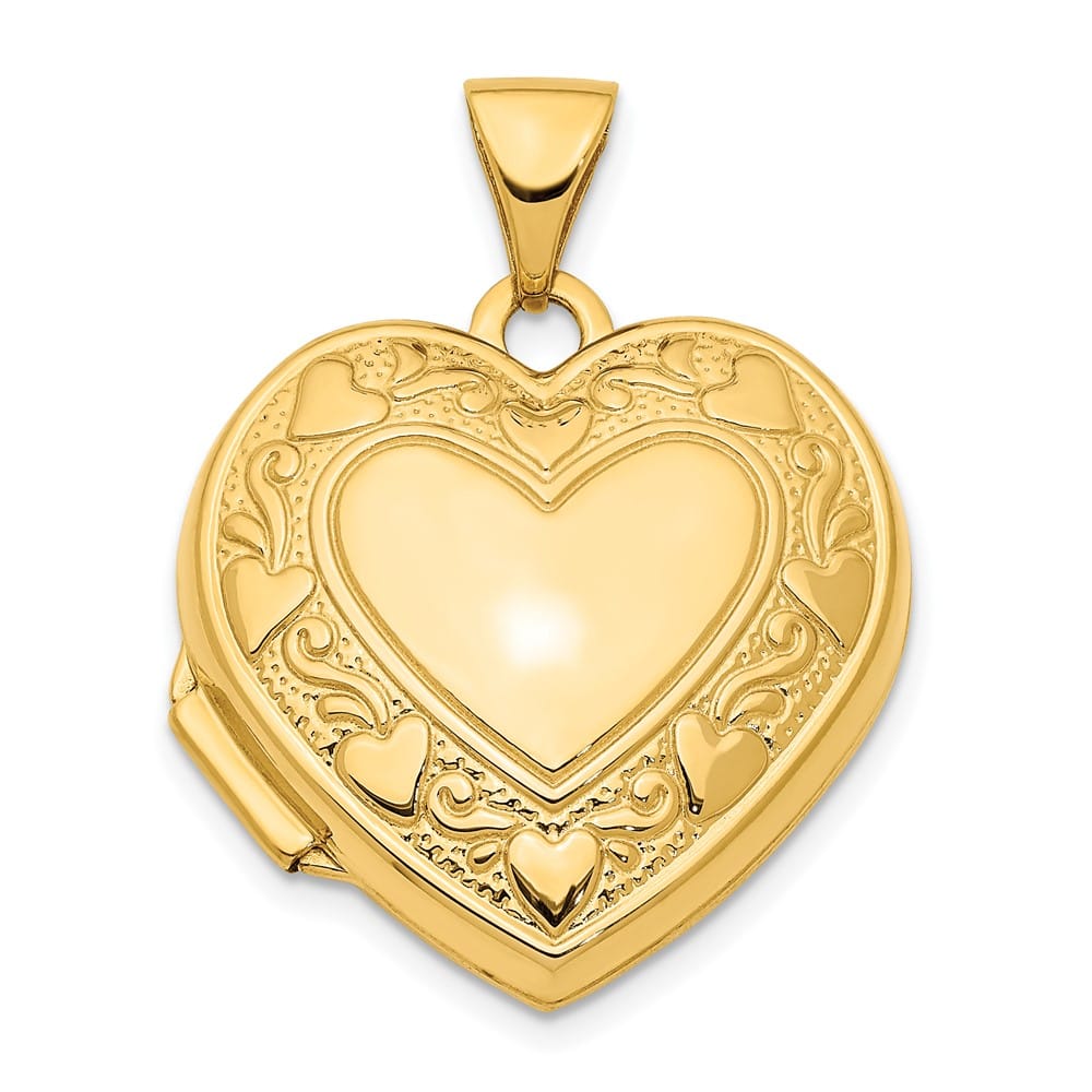 Lovely Rita's Pendants & Charms 14K Yellow Gold Heart Border 19mm Heart Locket
