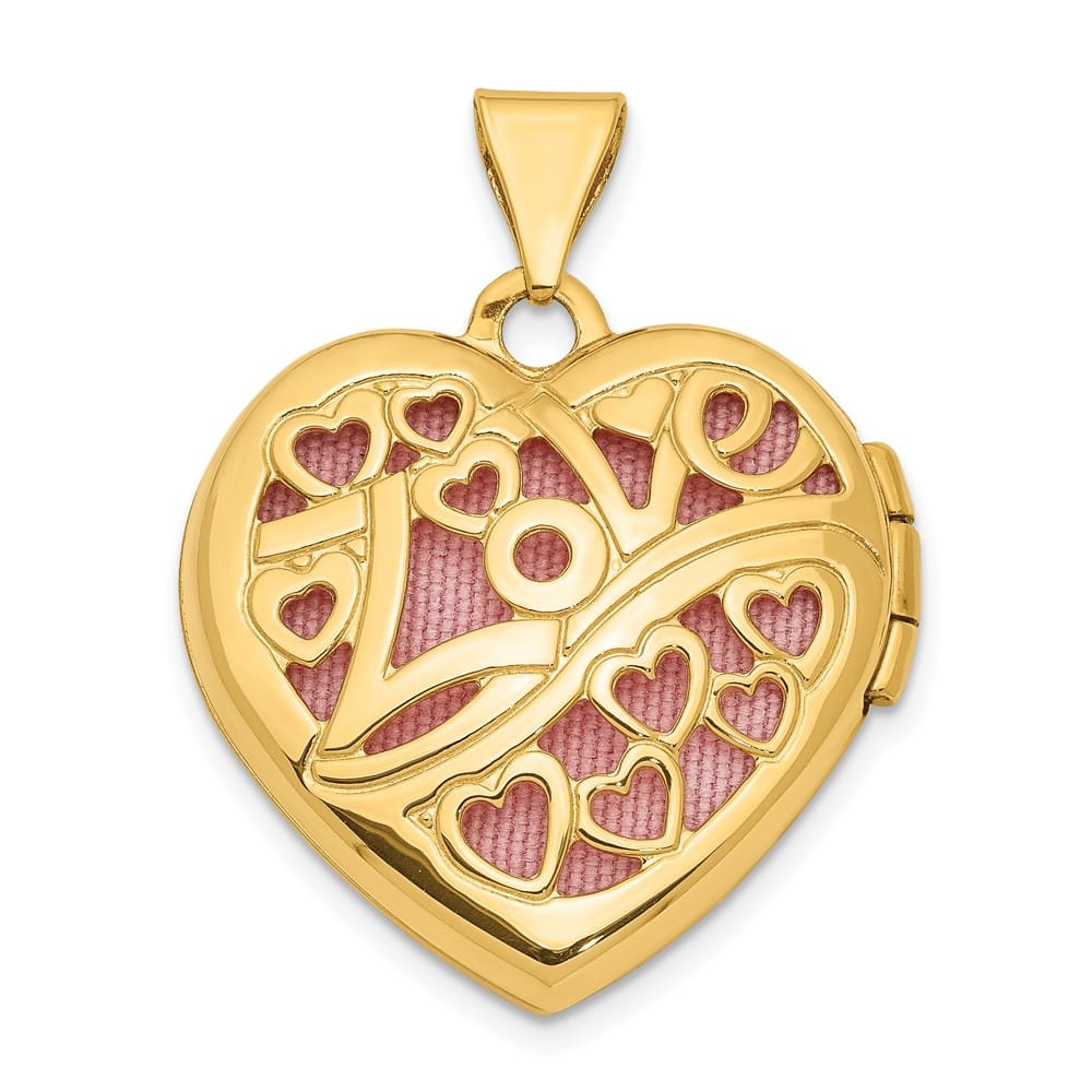 Lovely Rita's Pendants & Charms 14K Yellow Gold Heart Border Reverses to Cut-Out 19mm Heart Locket