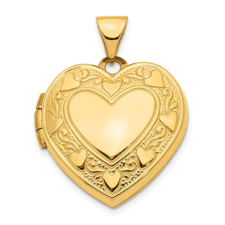 Lovely Rita's Pendants & Charms 14K Yellow Gold Heart Border Reverses to Cut-Out 19mm Heart Locket