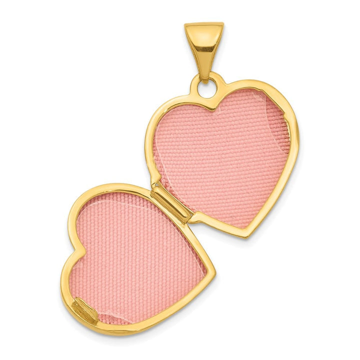 Lovely Rita's Pendants & Charms 14K Yellow Gold Polished and Textured Diamond 16mm Heart Locket