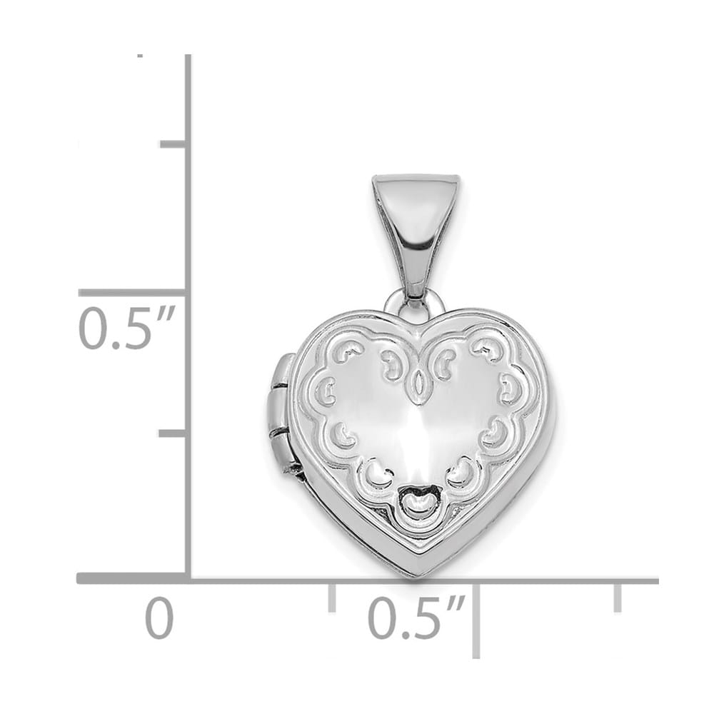 Lovely Rita's Pendants & Charms 14K White Gold Heart Border 13mm Heart Locket
