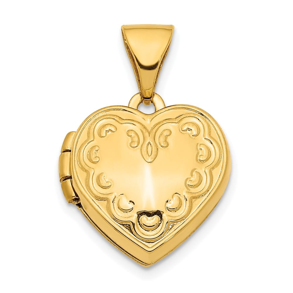 Lovely Rita's Pendants & Charms 14K Yellow Gold Heart Border 13mm Heart Locket