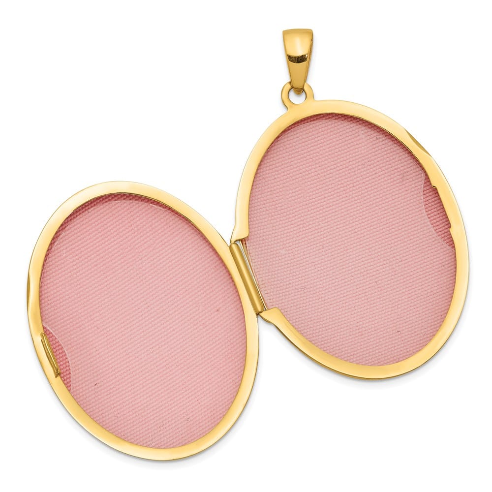 Lovely Rita's Pendants & Charms 14K Yellow Gold Polished Domed Plain 34mm Oval Locket