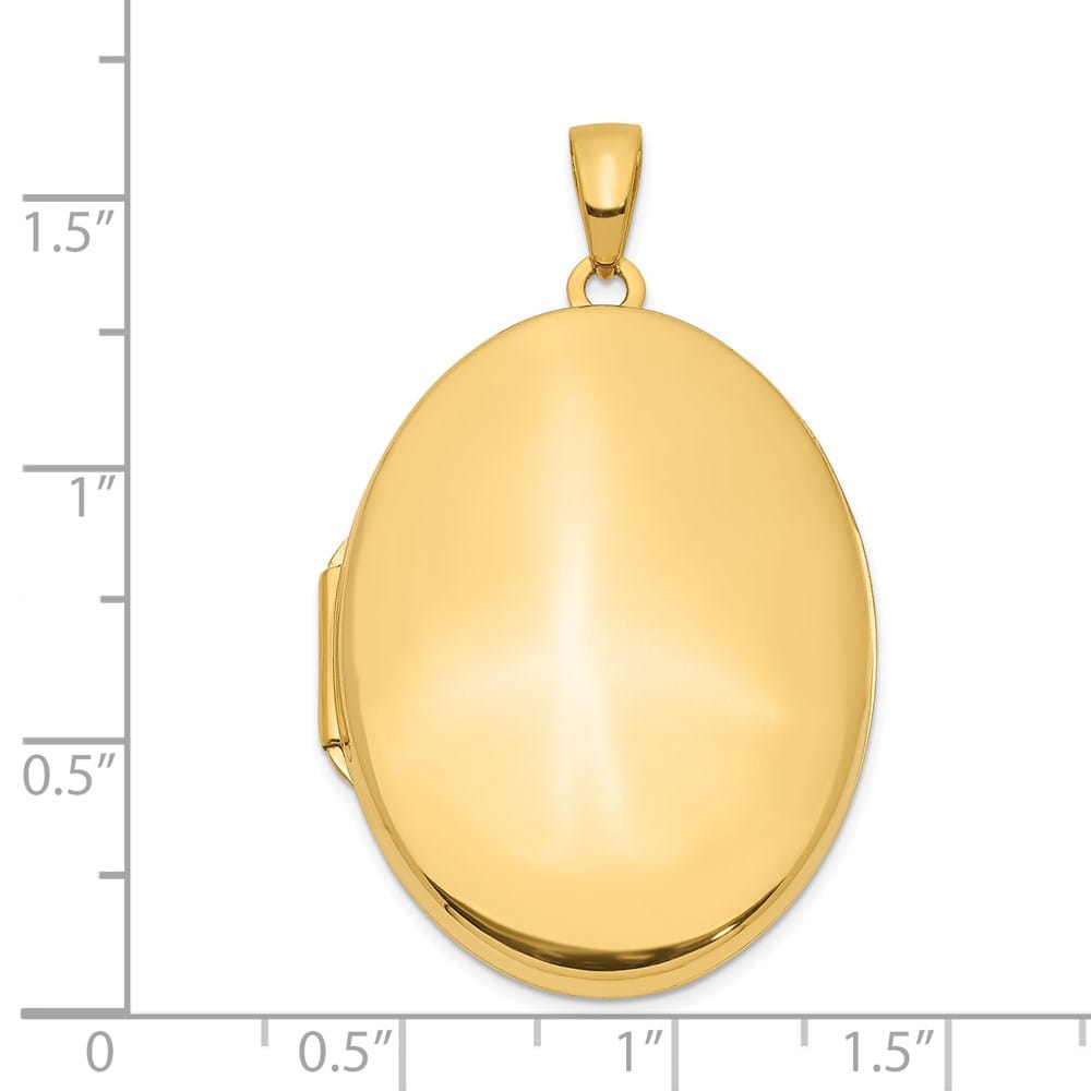 Lovely Rita's Pendants & Charms 14K Yellow Gold Polished Domed Plain 34mm Oval Locket