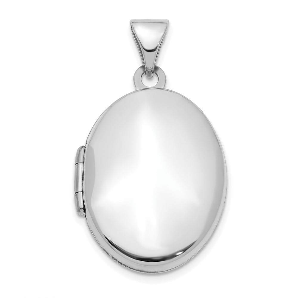 Lovely Rita's Pendants & Charms 14K White Gold Polished Plain 21mm Oval Locket