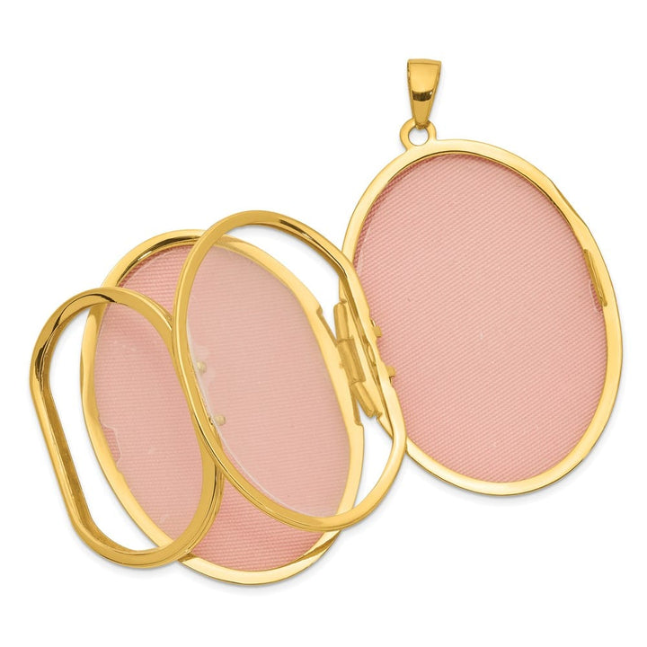 Lovely Rita's Pendants & Charms 14K Yellow Gold Fancy Engraved 38mm Oval Family Locket Holds 6 Photos