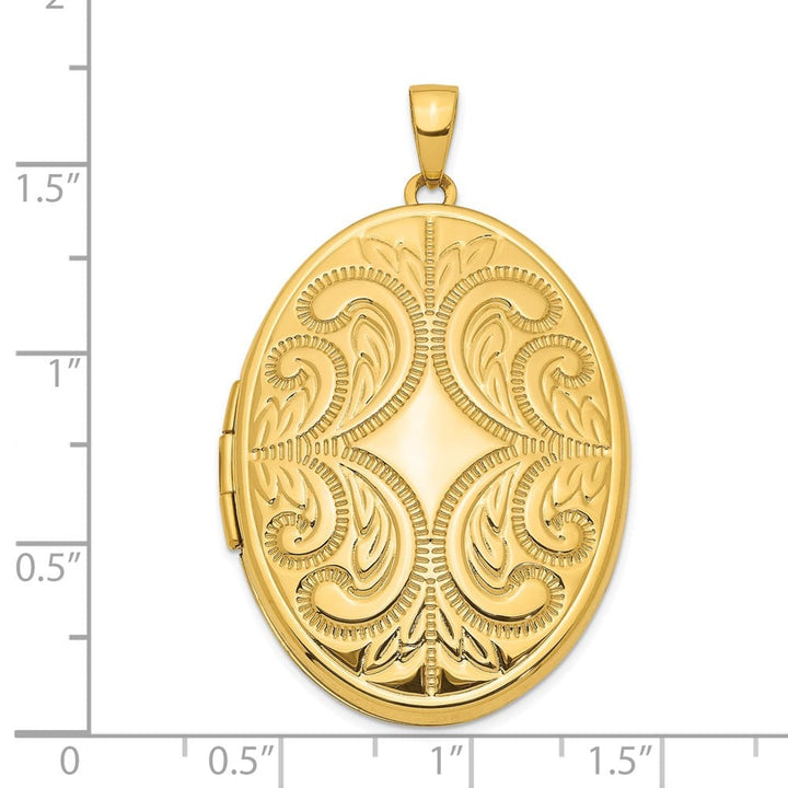 Lovely Rita's Pendants & Charms 14K Yellow Gold Fancy Engraved 38mm Oval Family Locket Holds 6 Photos