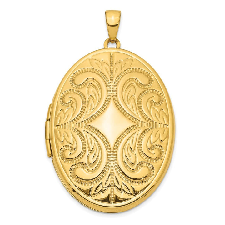 Lovely Rita's Pendants & Charms 14K Yellow Gold Fancy Engraved 38mm Oval Family Locket Holds 6 Photos