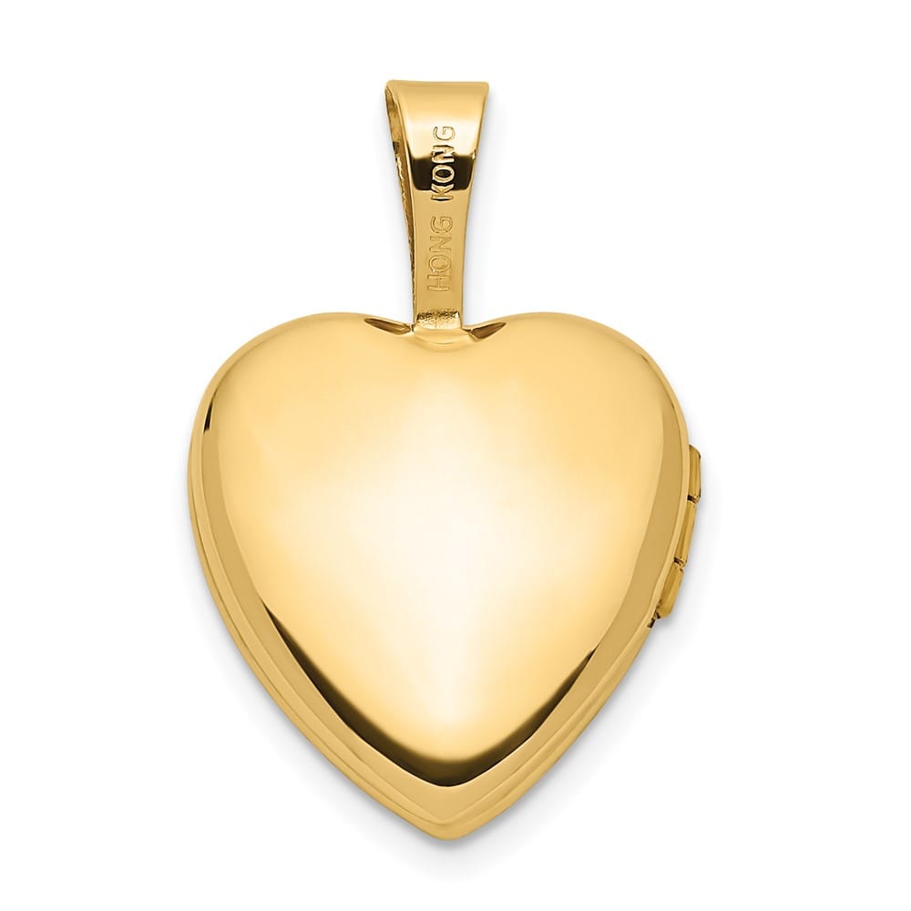 Lovely Rita's Pendants & Charms 14K Yellow Gold with Pink and Green Enamel Rose 12mm Heart Locket