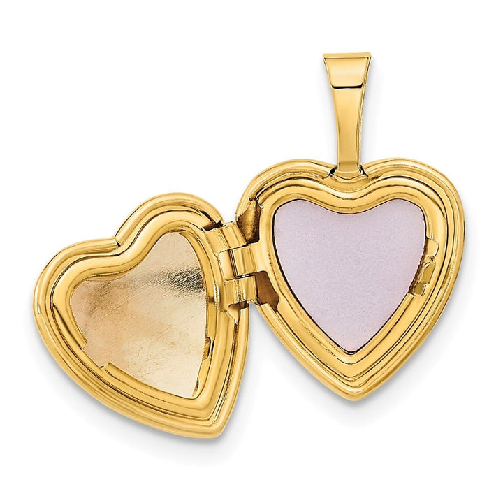 Lovely Rita's Pendants & Charms 14K Yellow Gold with Pink and Green Enamel Rose 12mm Heart Locket