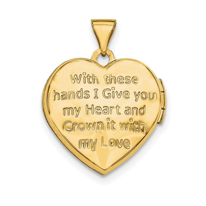 Lovely Rita's Pendants & Charms 14K Yellow Gold Diamond Claddagh with Poem 18mm Heart Locket