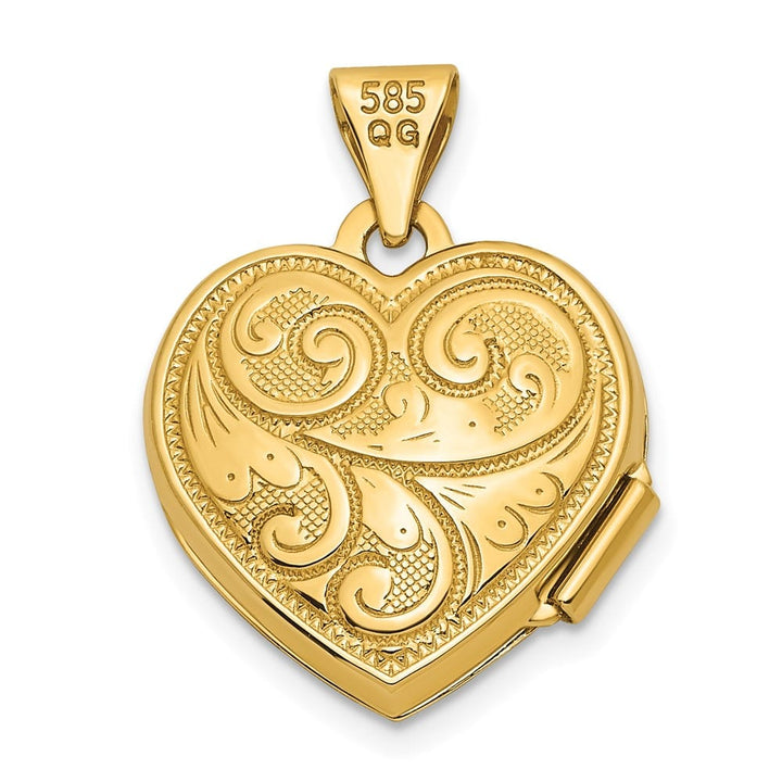 Lovely Rita's Pendants & Charms 14K Yellow Gold Reversible Swirl Design 15mm Heart Locket