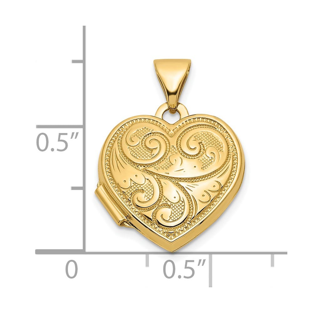 Lovely Rita's Pendants & Charms 14K Yellow Gold Reversible Swirl Design 15mm Heart Locket