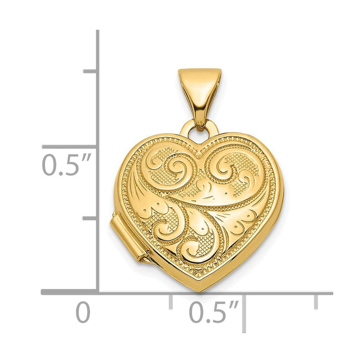 Lovely Rita's Pendants & Charms 14K Yellow Gold Reversible Swirl Design 15mm Heart Locket