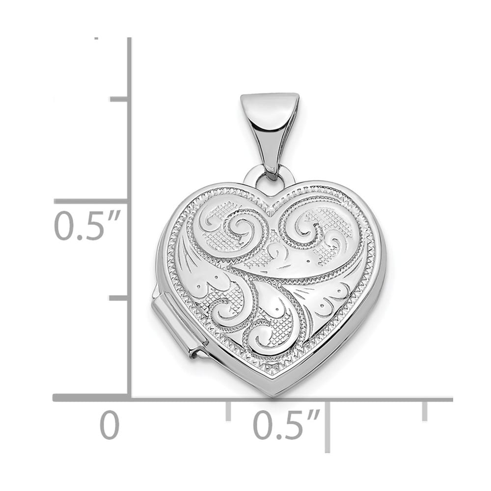 Lovely Rita's Pendants & Charms 14K White Gold Reversible Swirl Design 15mm Heart Locket