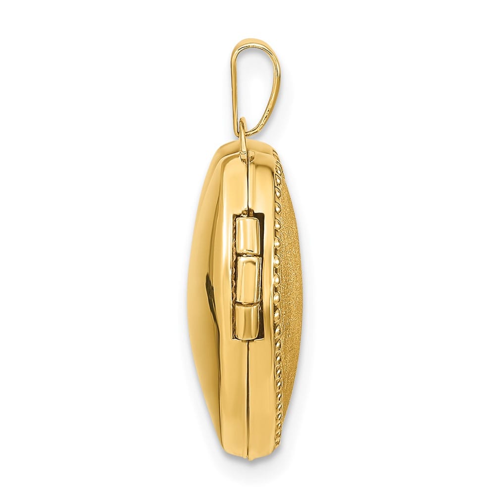 Lovely Rita's Pendants & Charms 14K Yellow Gold Brushed with Beaded Edge 18mm Heart Locket