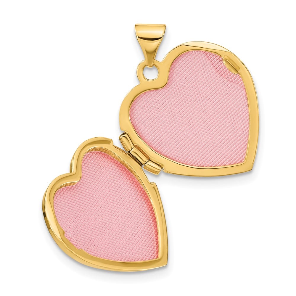 Lovely Rita's Pendants & Charms 14K Yellow Gold Brushed with Beaded Edge 18mm Heart Locket