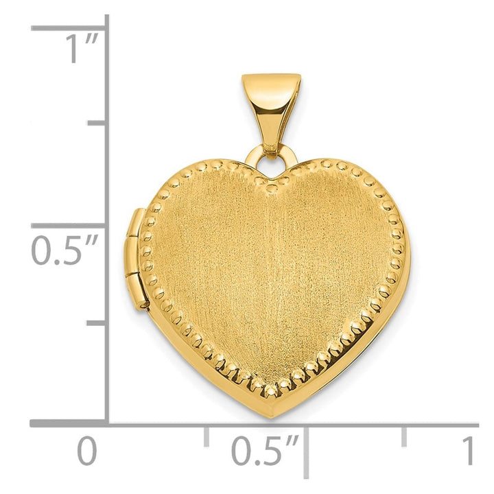 Lovely Rita's Pendants & Charms 14K Yellow Gold Brushed with Beaded Edge 18mm Heart Locket