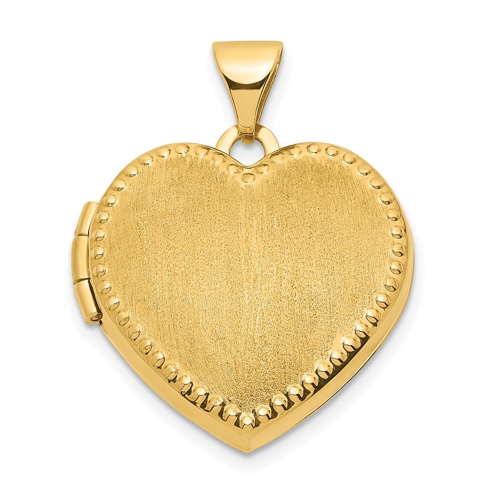 Lovely Rita's Pendants & Charms 14K Yellow Gold Brushed with Beaded Edge 18mm Heart Locket