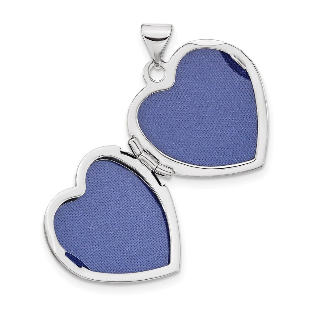 Lovely Rita's Pendants & Charms 14K White Gold Brushed with Beaded Edge 18mm Heart Locket