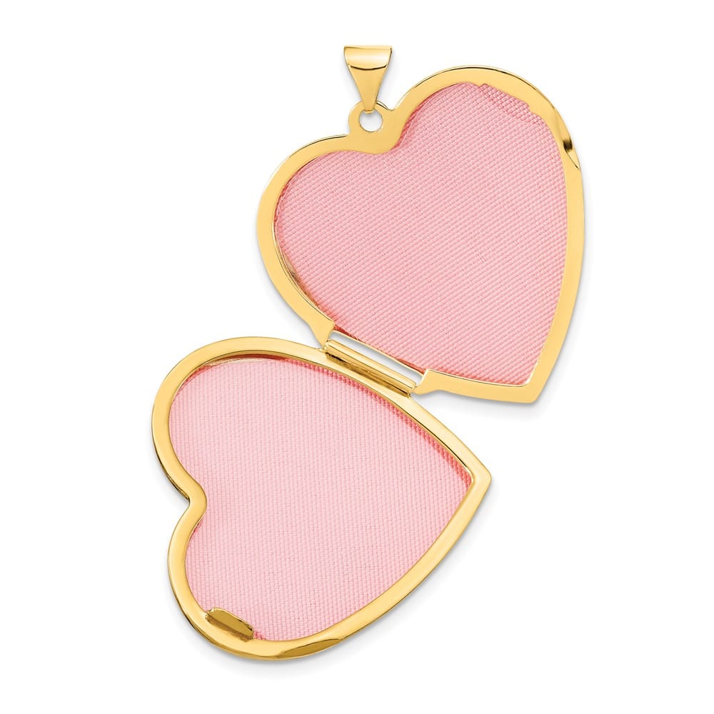 Lovely Rita's Pendants & Charms 14K Yellow Gold Wave Diamond 27mm Heart Locket