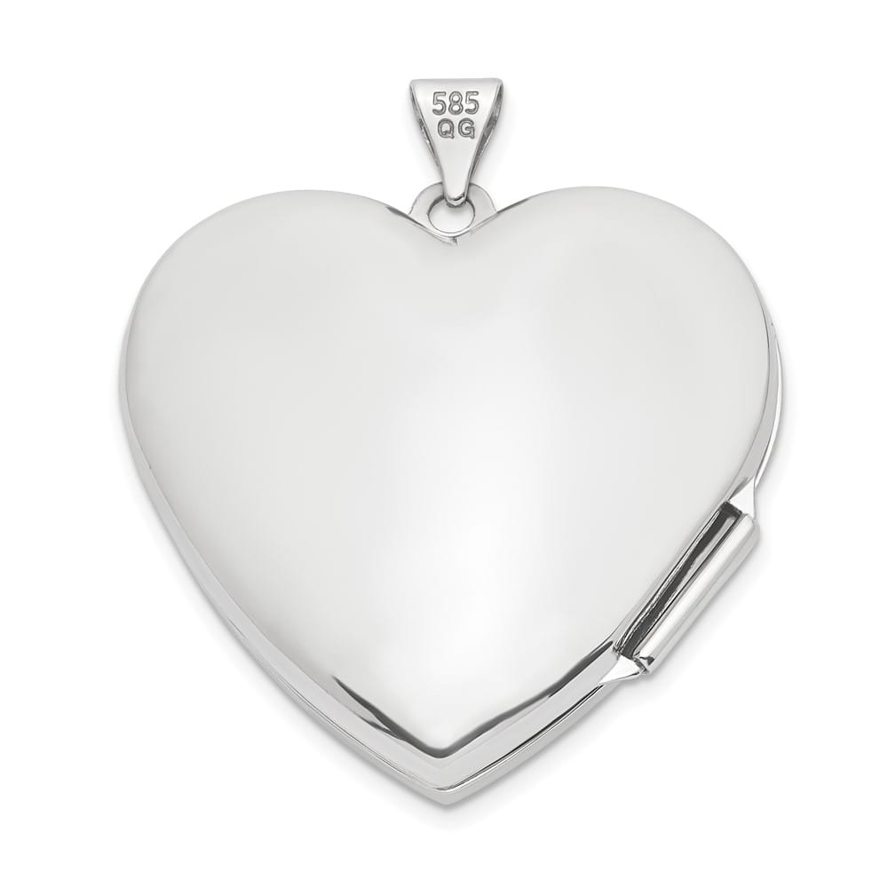 Lovely Rita's Pendants & Charms 14K White Gold Wave Diamond 27mm Heart Locket