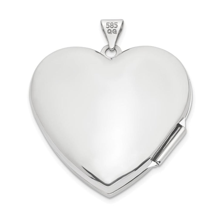 Lovely Rita's Pendants & Charms 14K White Gold Wave Diamond 27mm Heart Locket