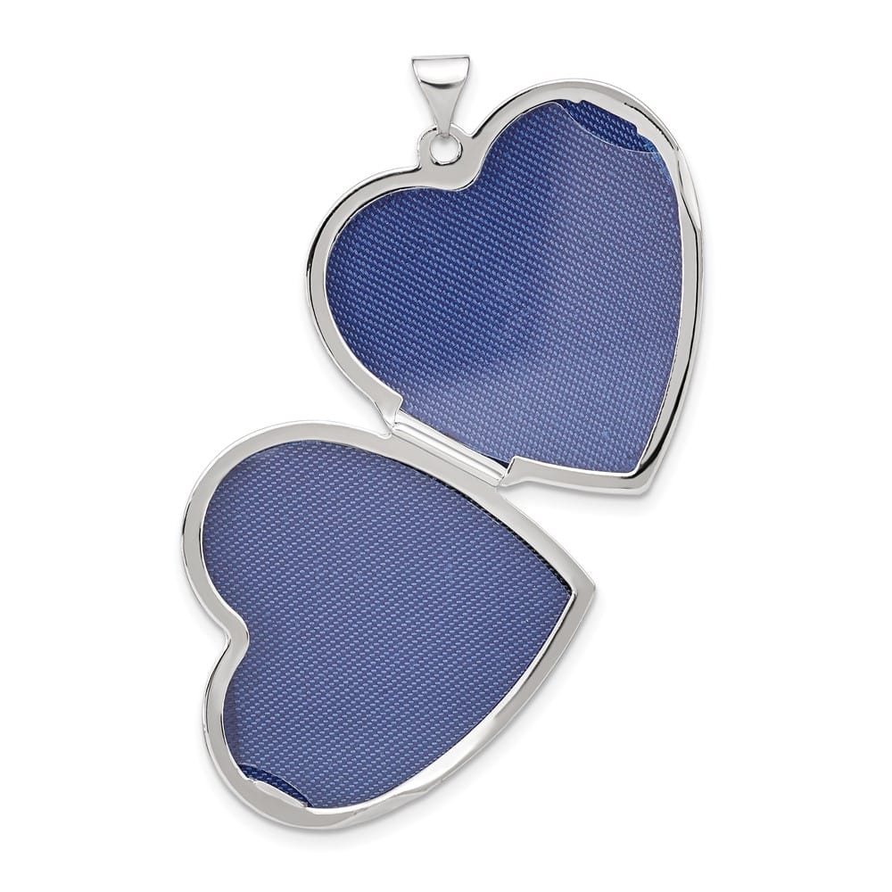 Lovely Rita's Pendants & Charms 14K White Gold Wave Diamond 27mm Heart Locket