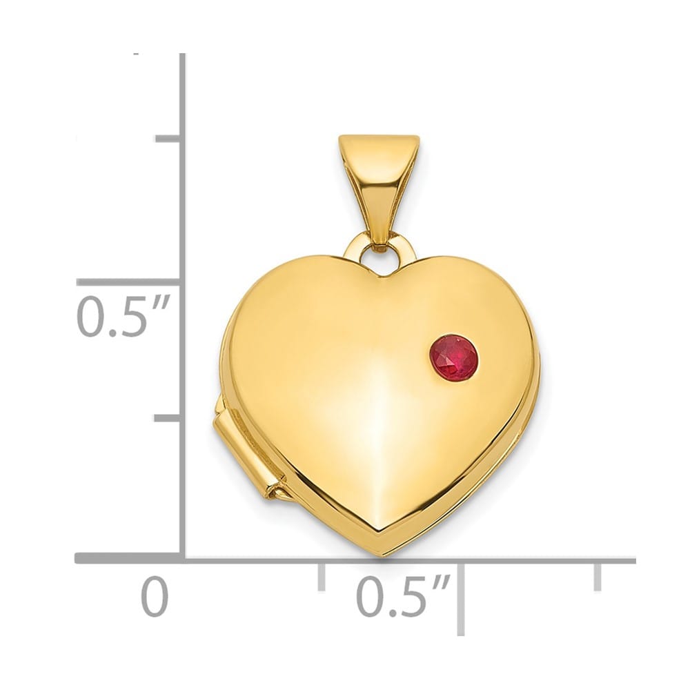 Lovely Rita's Pendants & Charms 14K Yellow Gold Polished Ruby 15mm Heart Locket