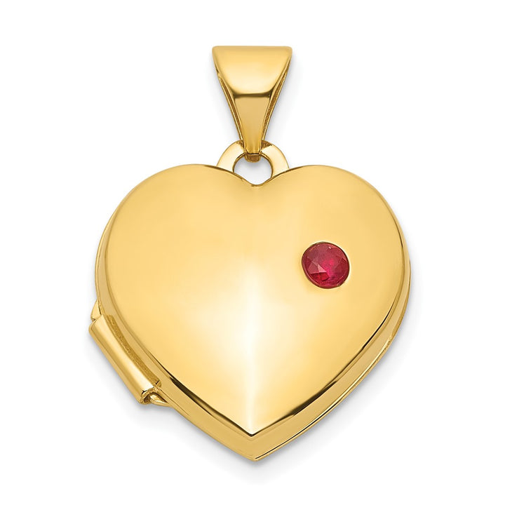 Lovely Rita's Pendants & Charms 14K Yellow Gold Polished Ruby 15mm Heart Locket