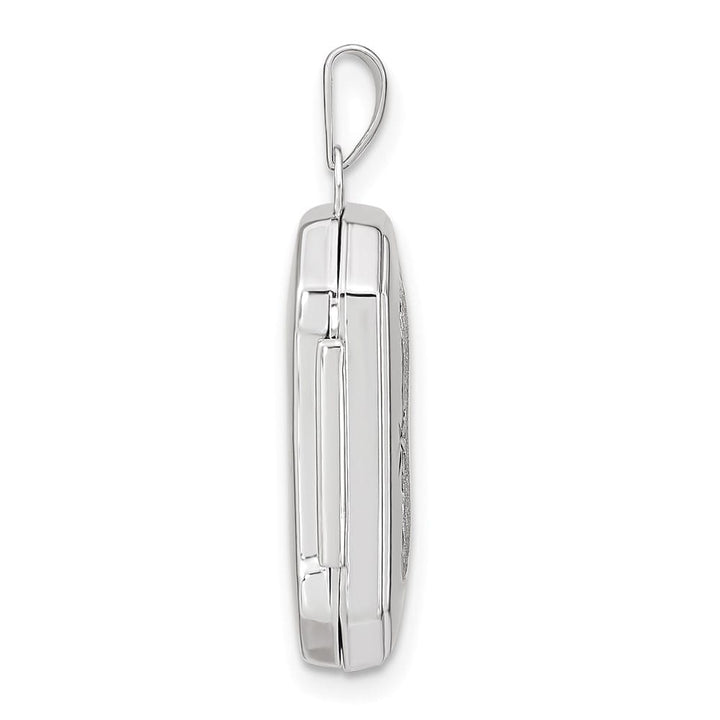 Lovely Rita's Pendants & Charms 14K White Gold Polished and Brushed D.C. 20x15mm Rectangular Locket