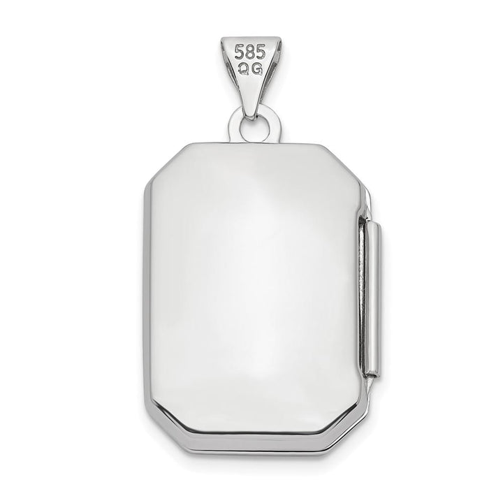 Lovely Rita's Pendants & Charms 14K White Gold Polished and Brushed D.C. 20x15mm Rectangular Locket