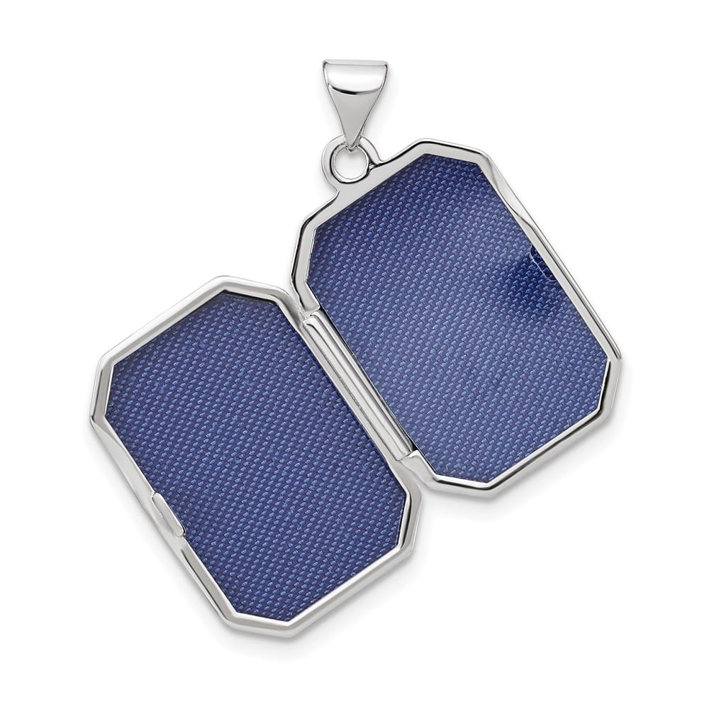 Lovely Rita's Pendants & Charms 14K White Gold Polished and Brushed D.C. 20x15mm Rectangular Locket