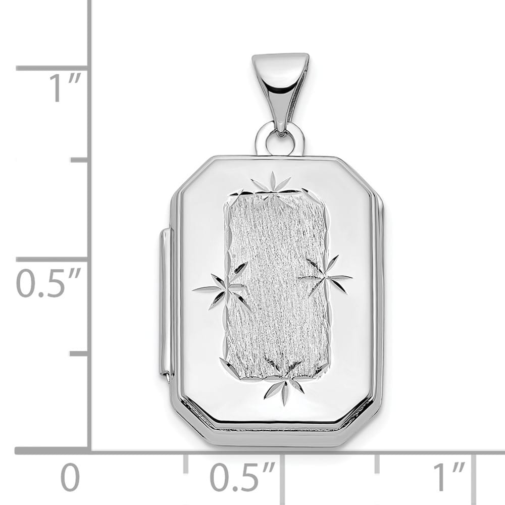 Lovely Rita's Pendants & Charms 14K White Gold Polished and Brushed D.C. 20x15mm Rectangular Locket