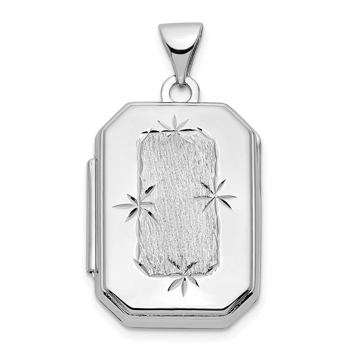 Lovely Rita's Pendants & Charms 14K White Gold Polished and Brushed D.C. 20x15mm Rectangular Locket