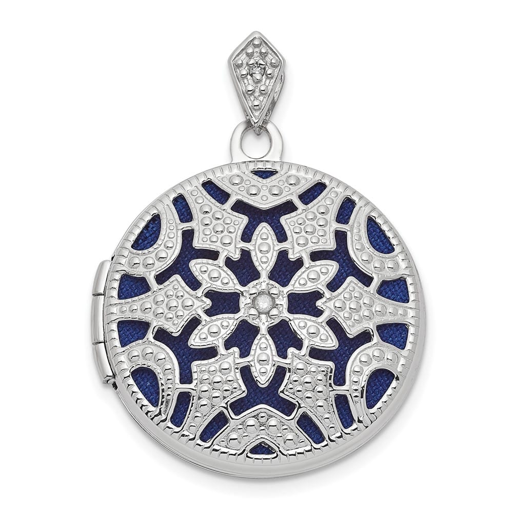 Lovely Rita's Pendants & Charms 14K White Gold .01ct Diamond Vintage Filigree 20mm Round Locket