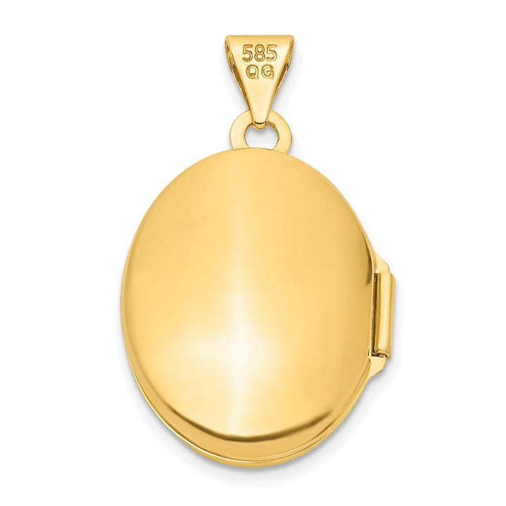 Lovely Rita's Pendants & Charms 14K Yellow Gold Pink Enamel Leaves 19mm Oval Locket
